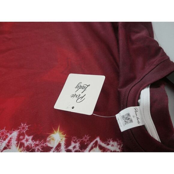 Women's Red & White Lighted Tree Lightweight Crewneck Sweatshirt S - Picture 9 of 10